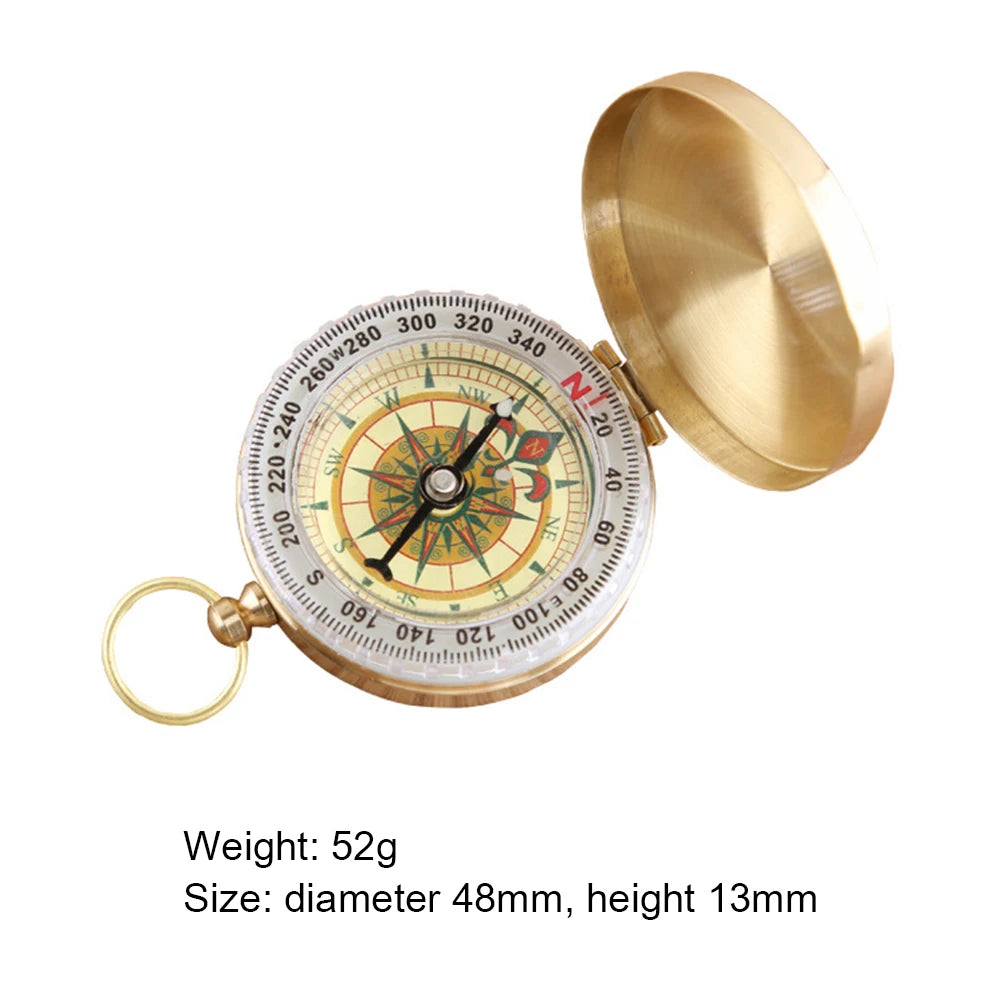 Camping Hiking Pocket Mini Copper Navigation Compass Outdoor Waterproof Luminous Retro Flip Compasses