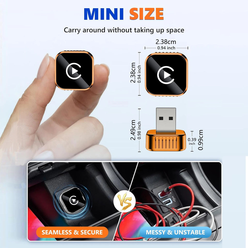 Wireless CarPlay Adapter, CarPlay & Android Auto Wireless Dongle, 5GHz WiFi, Plug & Play, for Factory Wired CarPlay Cars
