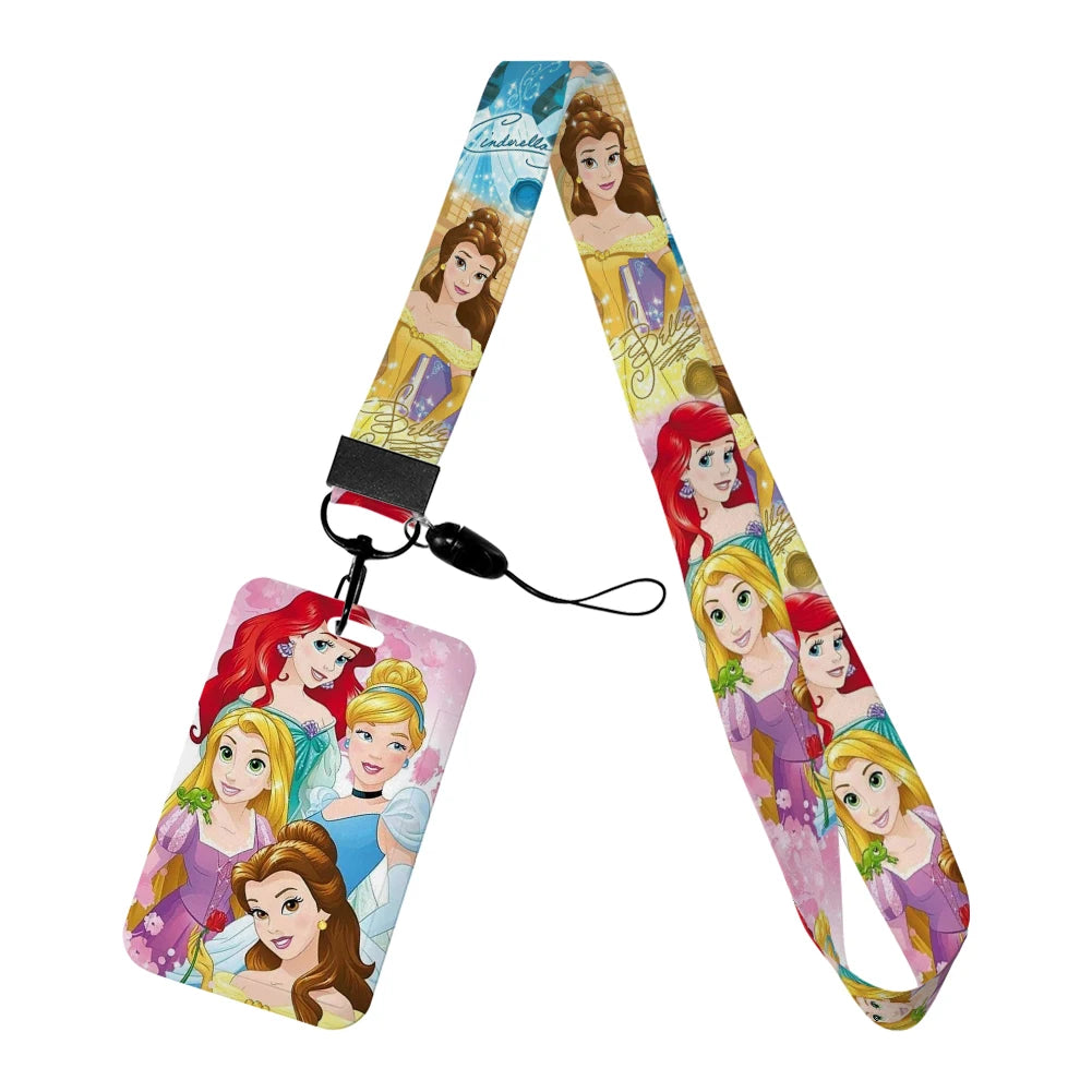 Disney Princess New Arrival Card Holder Student Keychain Girl Bus Metro Protective Case School Card Cover Kid Personalized Gifts