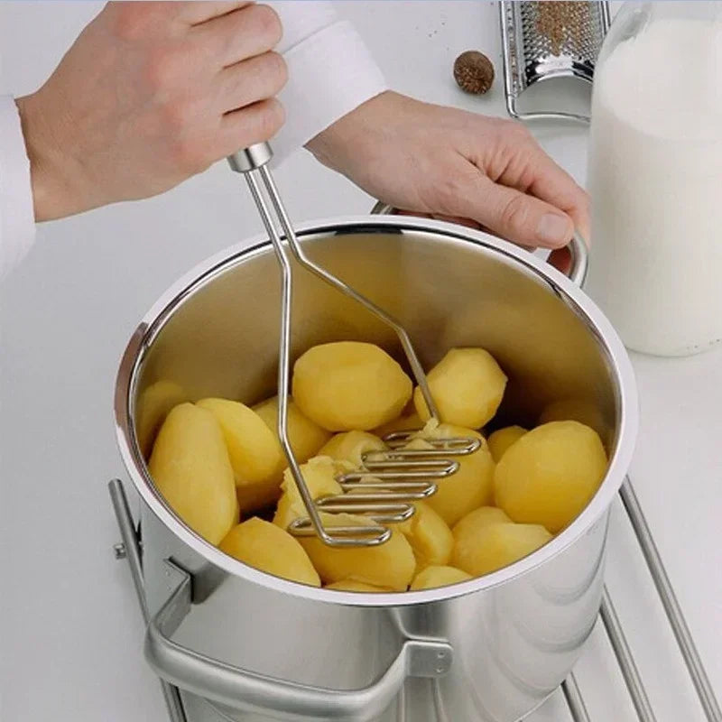 1pcs Stainless Steel Potato Masher Manual Fruit and Vegetable Press Mud Machine Wave Pressure Kitchen Tool Accessories