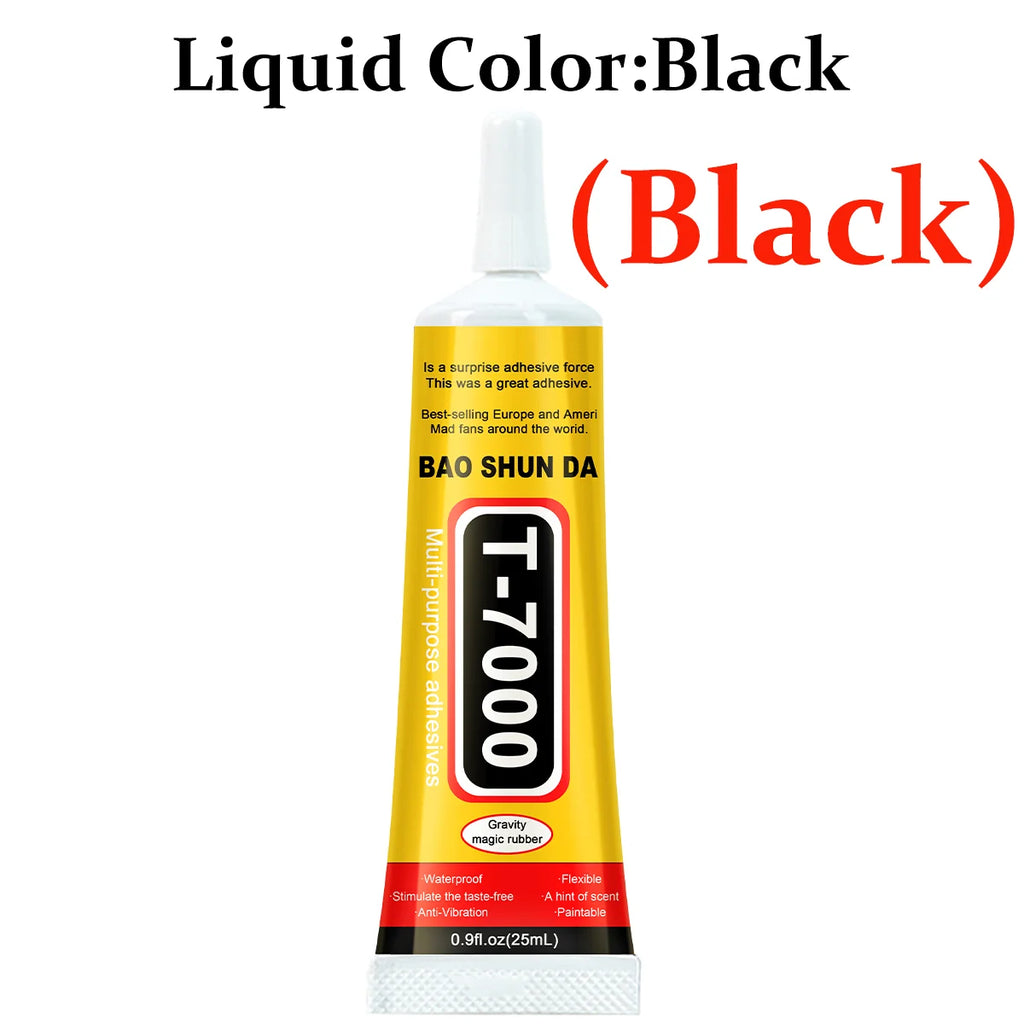 T7000 Black Glue for Mobile Screen Repair, Waterproof Glue for Craft Jewelry, Super Strong Liquid Adhesives, Multi-Purpose Glue for Diy, T-7000 Black Liquid Tool, Super Glue