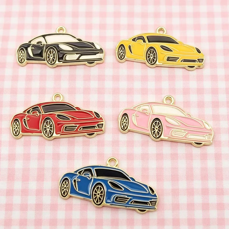 10pcs Car Pendant DIY Jewelry Accessories Alloy Drip Oil Pendant Keychain Earring Pendant