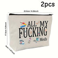 2pcs - All My Medicines - Zippered Reusable Canvas Clutch, Travel and Makeup Organizer, Perfect Birthday Gift for Women, Sisters