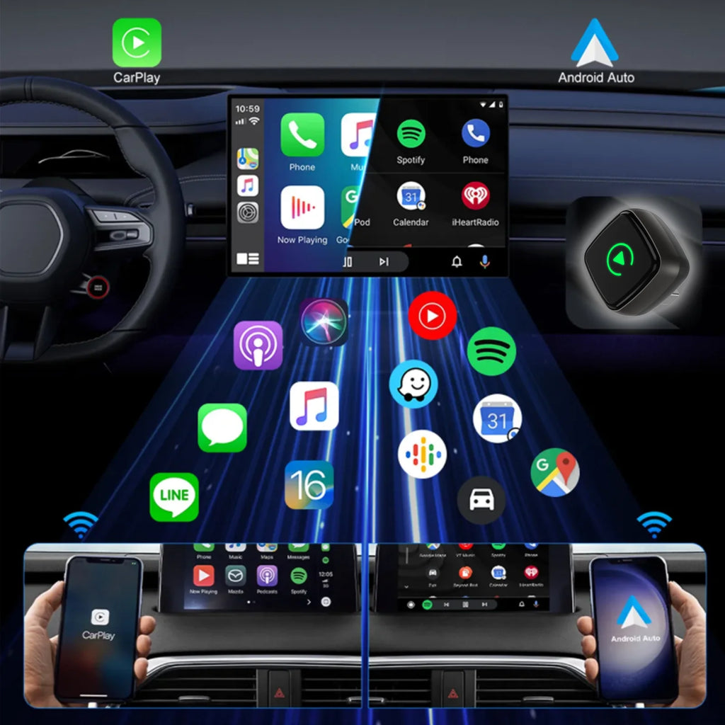 Wireless CarPlay Adapter - Android Auto Adapter, Plug & Play, Mini Stable, iOS 10+/Android 10+, Fast Auto Connect for Cars 2016+