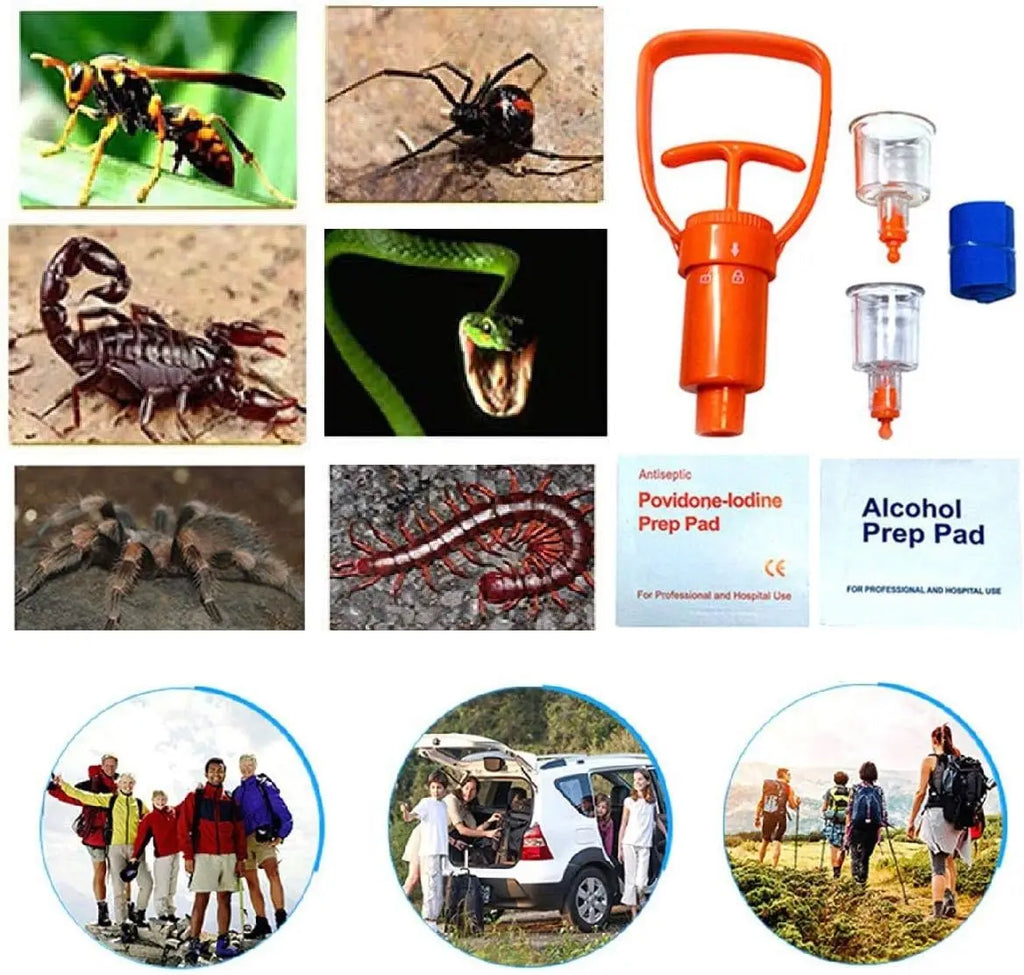 Snake Bite Kit, Bee Sting Kit, Venom Extractor Suction Pump, Bite and Sting First Aid for Hiking, Backpacking and Camping
