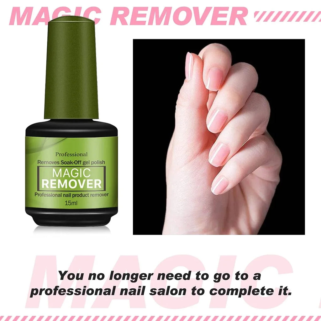 Magic Fast Nail Gel Polish Remover Not Harm Nails Clean UV Soak Off Semi Permanent Varnish Nail Art Removal Tools Manicure 15ml