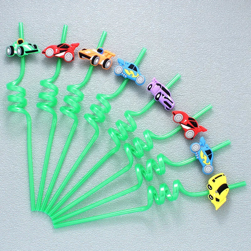 8pcs car shaped straws, reusable drinking milk, birthday theme party straws wedding cocktail bar party straws