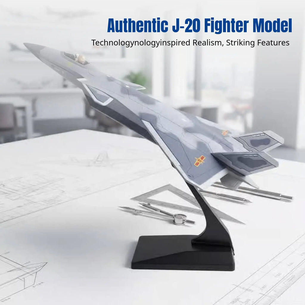 J20 Fighter Alloy Model, Stealth Aircraft Simulation, Display Decor for Boys, Kids, with Stand