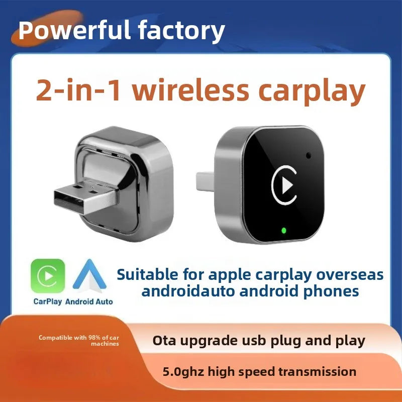 New 2026 Wireless CarPlay Adapter & Plug Auto Connect No Delay Converts Wired To Wireless Compatible for iPhone & Android