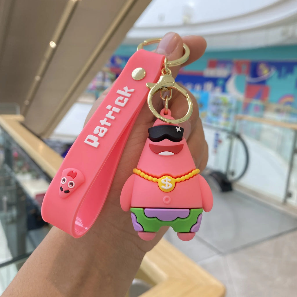 Kawaii Anime Spongebob Squarepants Patrick Star PVC Keychain Backpack Decoration Birthday Gift For Children