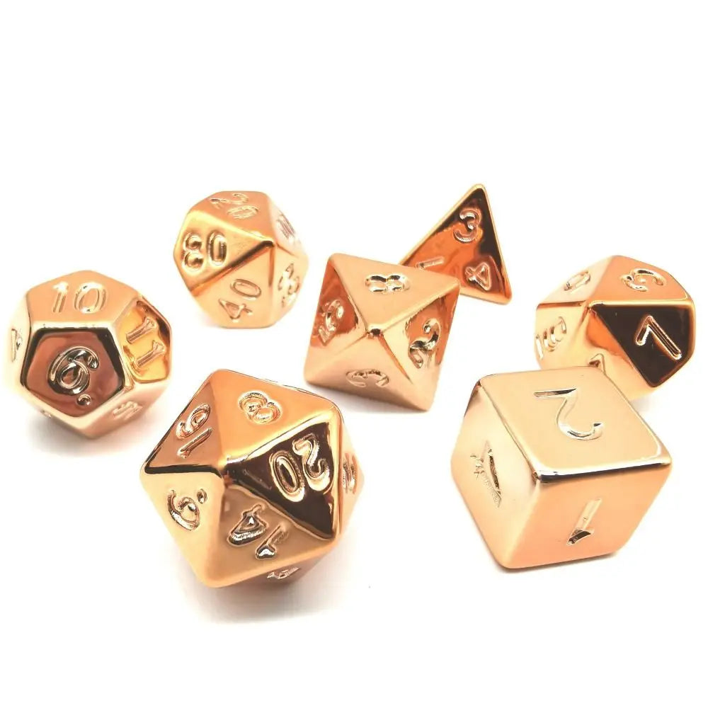 7PCS/Set Gold Plating Dice D&D COC Dice D4 D6 D8 D10 D% D12 D20 Table Games DND RPG Polygonal Dice Gambling Colorful Dice Set