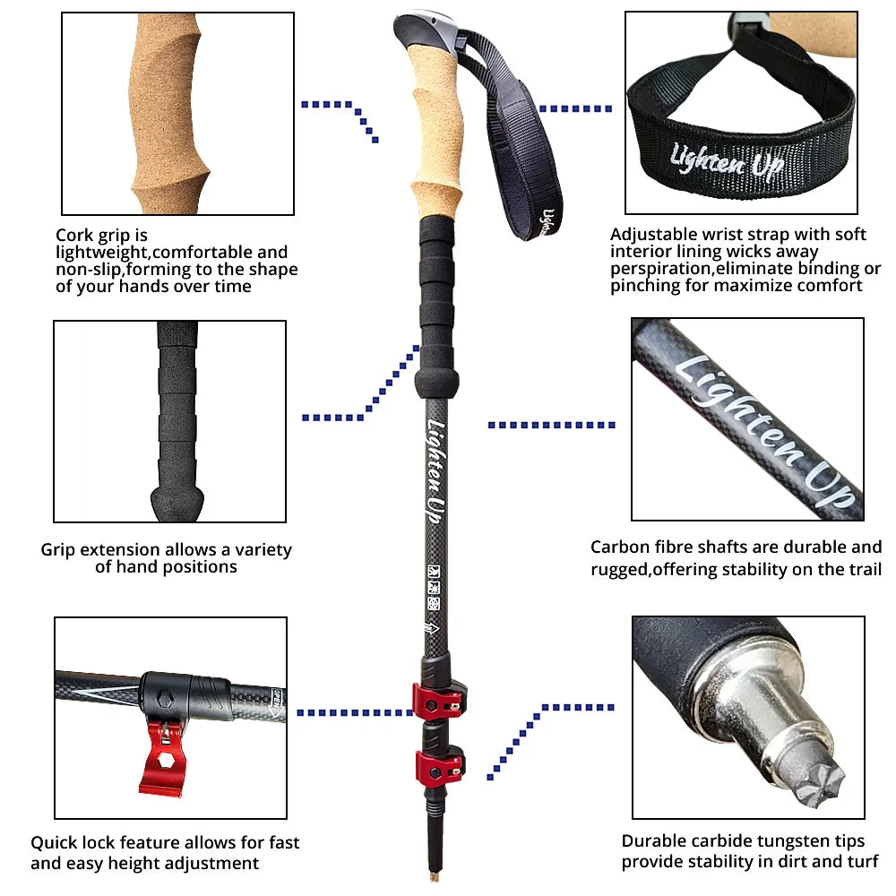 4 Sections Outdoor Folding/Telescopic Trekking Pole Camping Portable Walking Stick Pole Nordic Elderly Telescopic Pole 등산스틱폴대