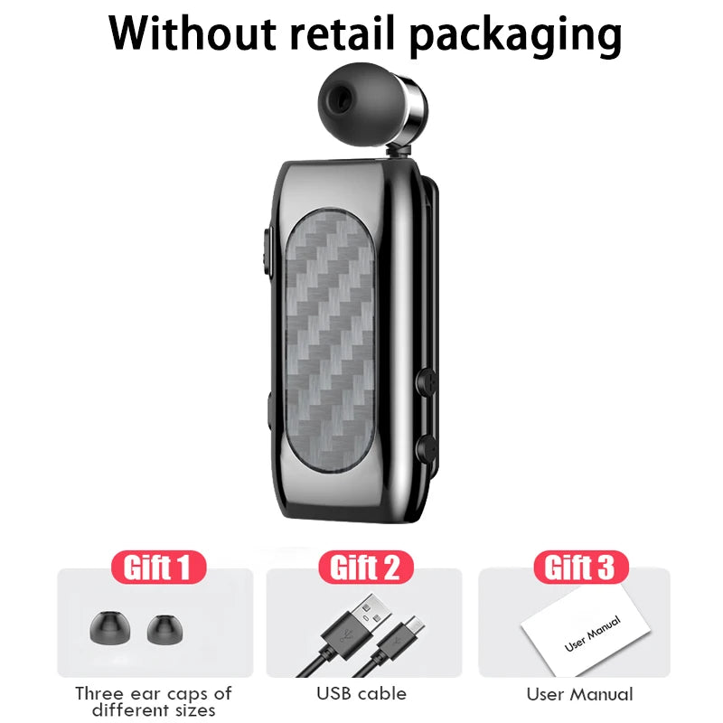 Wireless Bluetooth Headset Clip Ears In Lotus With Wire Headphone  Retractable Wire Stereo Handsfree Earbuds Ear Blues For Phone