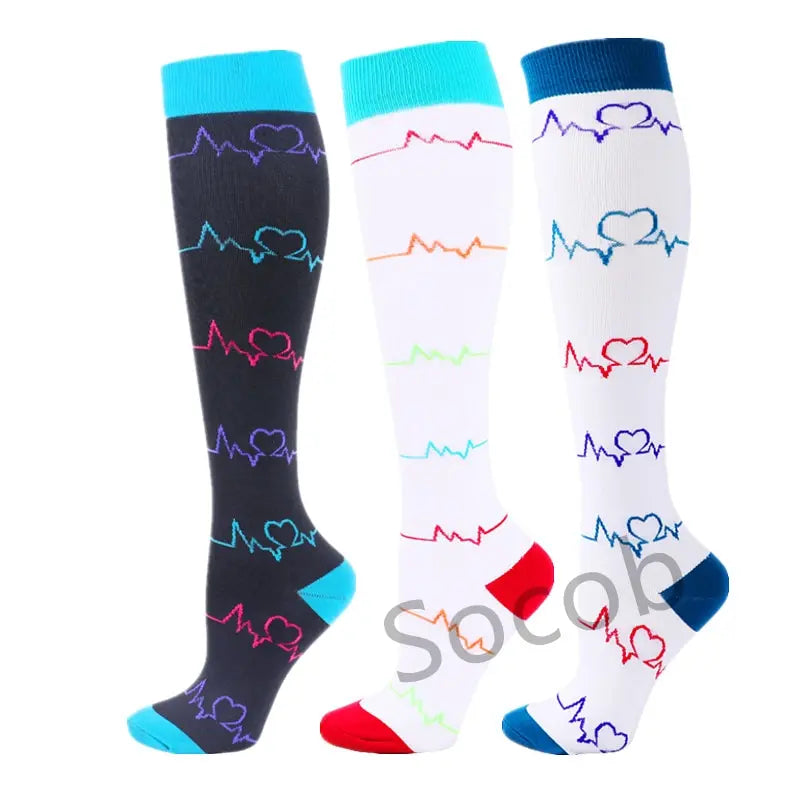 6/7 Pairs Compression Socks Varicose Diabetes Sock Running Cycling Hiking Touring Bicycle Marathon Outdoor Rugby Edema Long Tube