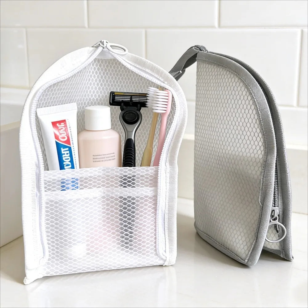 Standing Mesh Toiletry Bag Breathable Quick Dry Toothbrush Case Anti Mold Cosmetic Organizer For Travel College Dorm Gym Shower