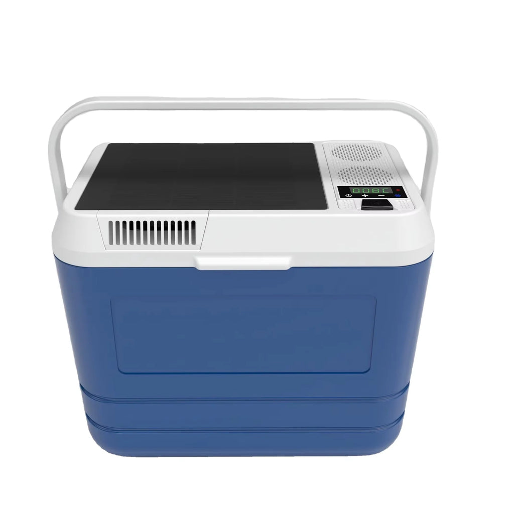 Portable Solar Cooler for Bluetooth Music Speaker Cooler Box Modern 22L Insulated Car Fridge Powerbank for Beach Outdoor Camping