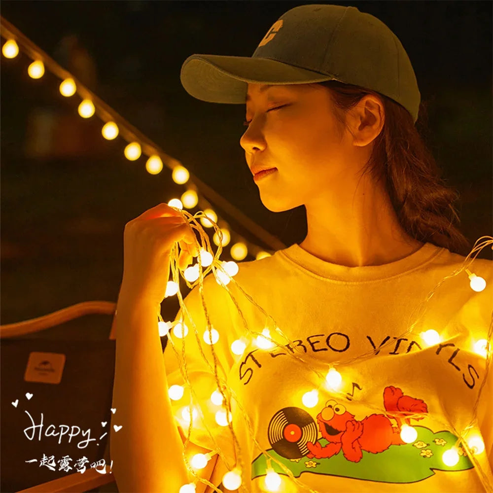 String Lights Camping Lamp Outdoor Crystal Globe Lights Waterproof USB Powered Patio Light for Camping Tent