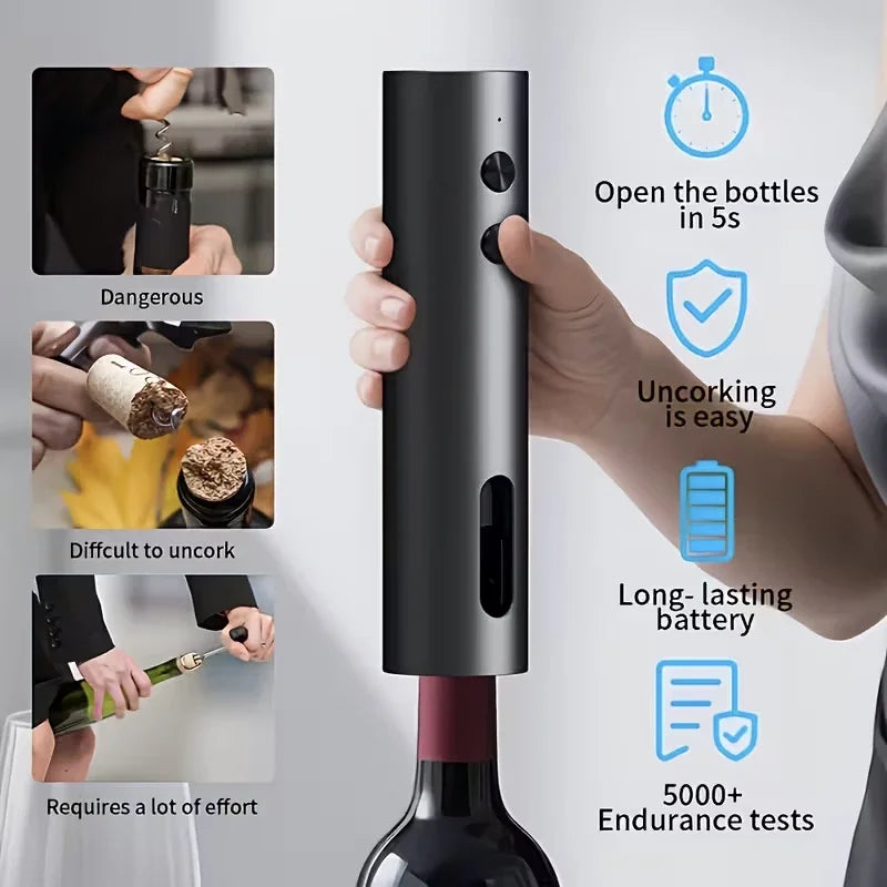 Electric Wine Opener Set Household Fully Automatic Corkscrew with Decanter Wine Tool Kit for Easy Drinking Wine Bottle Opener