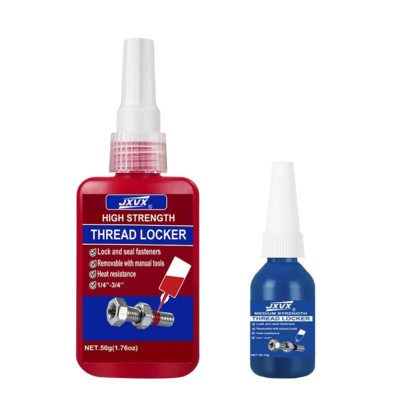 Threadlocker - Medium/High Strength (Blue/Red) Removable/Permanent Anti-Loosening Anaerobic Adhesive - Suitable for Metal Screws