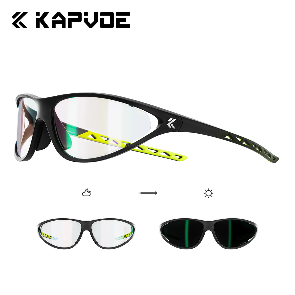 Kapvoe New Fashion Cycling Sunglasses Men Photochromic Glasses Mountain Running Hiking Eyewear Sports UV400 Climbing Goggles