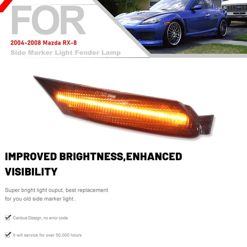 For Mazda RX-8 Front Side Marker Light  Assembly Amber Turn Signal Lamp/Driving Lights/Parking Lights 2004-2008 12V