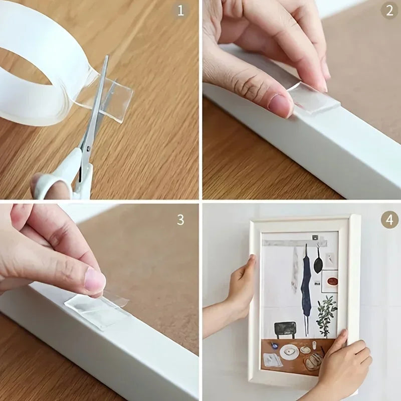 Nano Multifunctional Double Sided Adhesive Tape Waterproof Reusable Wall Stickers Transparent Strong Sticky Glue BathroomKitchen