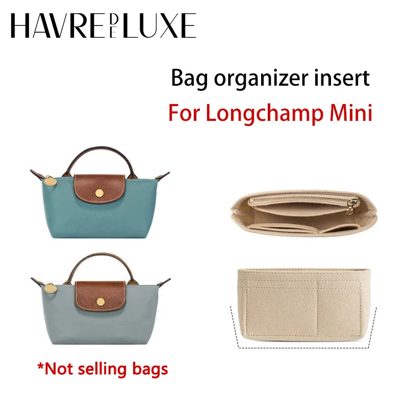 Felt Bag Organizer For Longchamp Bag Mini S M Size Backpack Support Handbag Tote Bag Organizerinner Bag Liner Bags Accessories