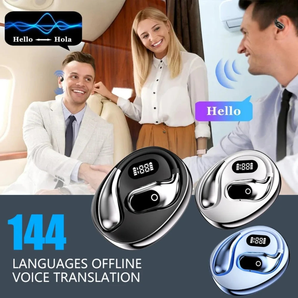 XG99 Translator Headphones 144 Languages Real Time Two-Way Translation Bluetooth Headset Waterproof Earbuds for Business Travel
