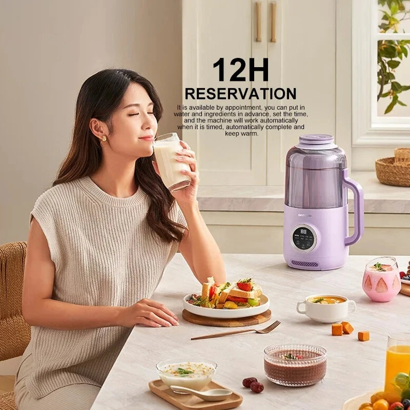 DAEWOO 800ML/1200ML Portable Food Blender High Speed Stirring Wall-Breaking Soymilk Maker Low Noise Design Soybean Milk Machine