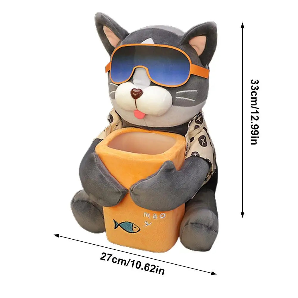Cartoon Dog Car Tissue Holder With Trash Can 2 In 1 Tissue Box Doggie Car Trash Can Garbage Bag Auto Interior Storage Accessory
