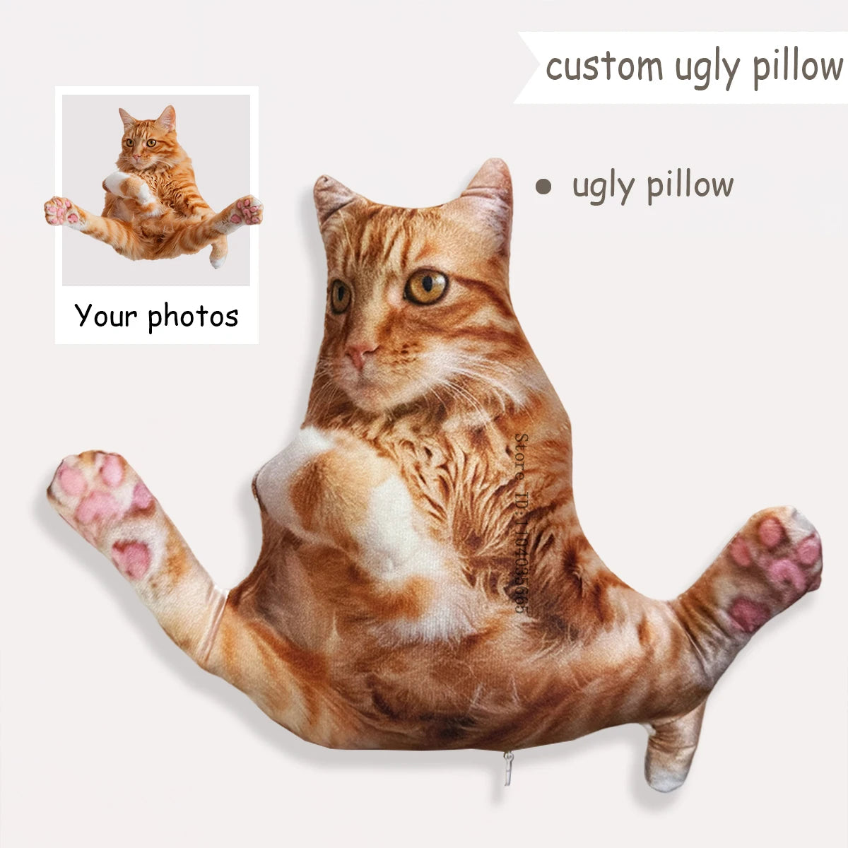 IHX Custom 3D Dog/Cat Ugly Pillow,Personalized Portrait Photo Pillow, Animals Memorial Cushion Creative Gift Sofa Throw Pillow