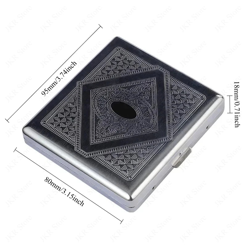 Portable Stainless Steel Cigarette Case Metal Embossed Holder Pocket Storage Box for Smoking Accessories Daily Use