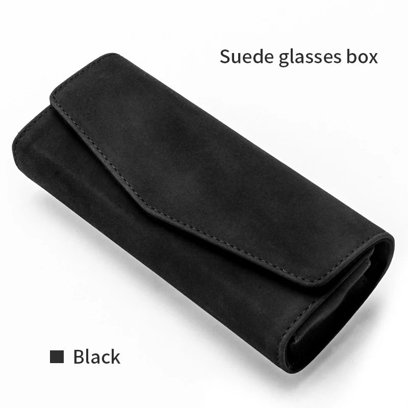 Car Sun Visor Sunglasses Case Clip Hanger Fastener Sunglasses Holder Suede PU Leather Card Ticket Storage Box Eyeglasses Holder
