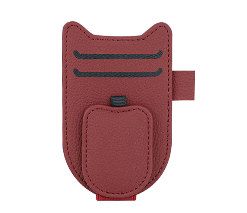 Magnetic Car Sunglasses Holder Sun Visor Glasses Clip PU Eyeglasses Hanger Portable Ticket Card Clip Auto Accessories
