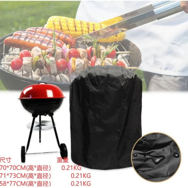 Round BBQ Grill Cover, Universal Outdoor Heavy Duty Windproof Tear Resistant Waterproof Barbecue Protector, Only Cover