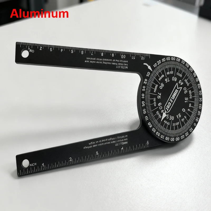 New 360° Horizontal Angle Gauge Protractor Woodworking Square Cutting Locator Angle Gauge Aluminum Alloy Plastic