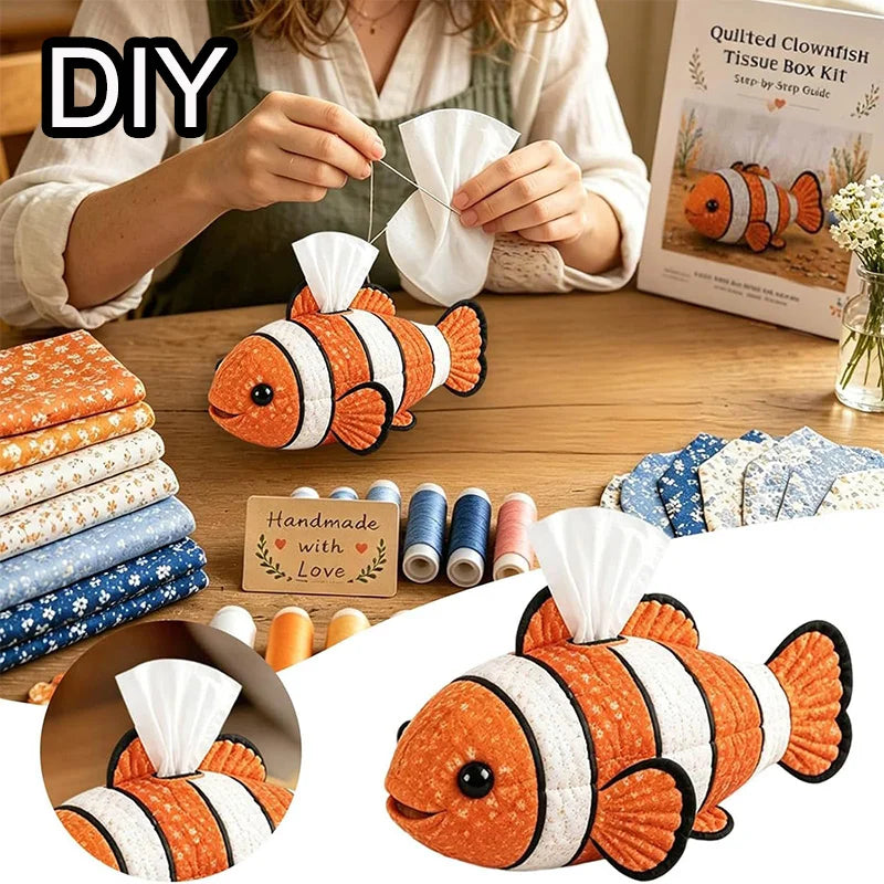 DIY Patchwork Tissue Box Cover Kit Precut Cloth Sewing Thread Tools Handmade Napkin Holder Craft Hobby Home Table Decor Gift