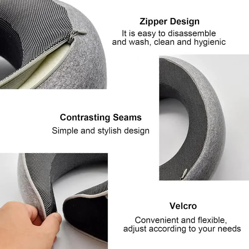 Travel Neck Pillow Memory Foam U Shaped Snail Style Portable Adjustable Soft Noon Break Sleep