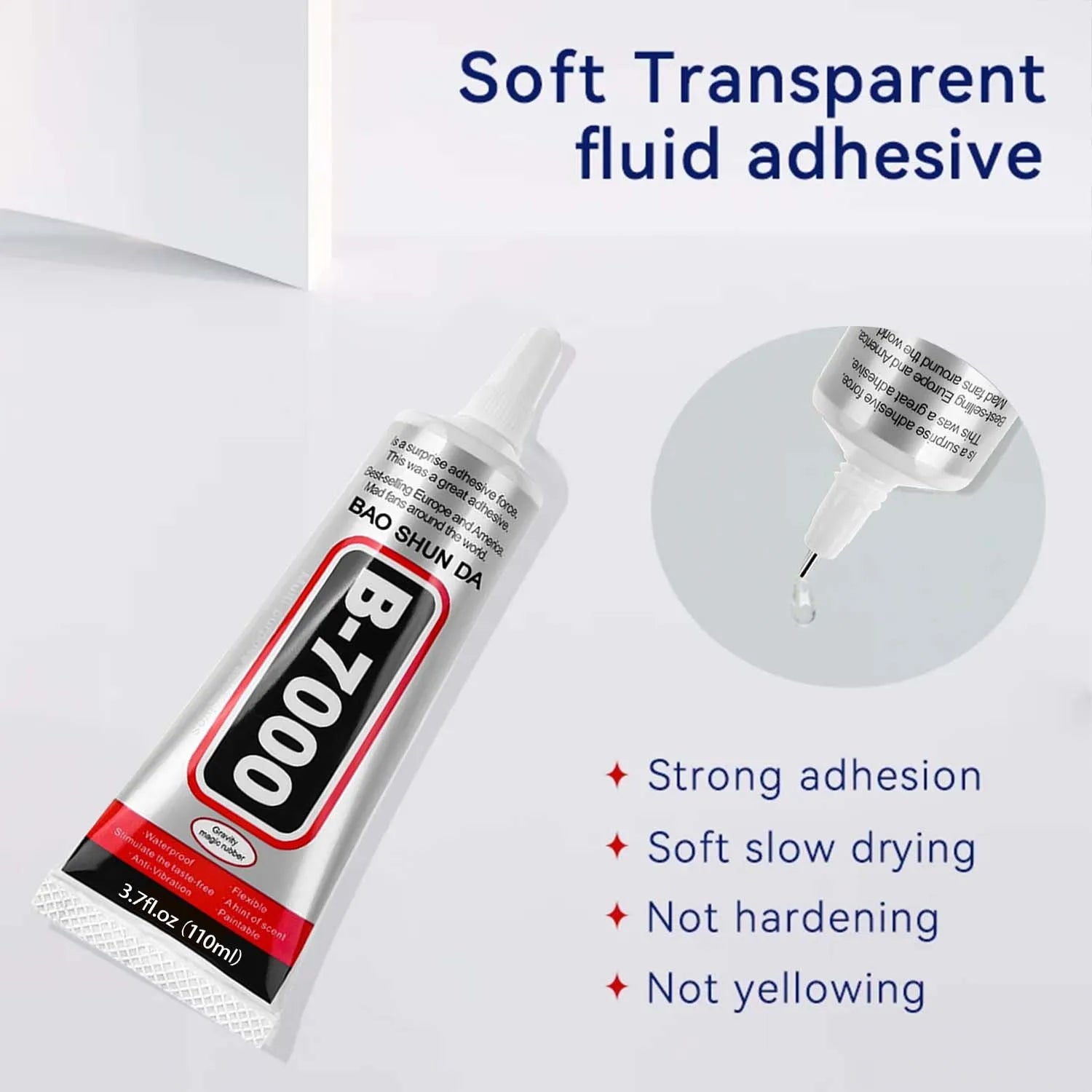 B-7000 PP PE Plastic Bonding Super Glue Transparent Super Strong Adhesive for Polypropylene, Polyethylene, ABS, PVC, PMMA, EVA .