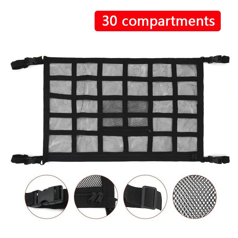 Car Ceiling Cargo Net Strong Load-Bearing Mesh Car Roof Storage Organizer Car Ceiling Net Storage For SUV Long Trip Camping