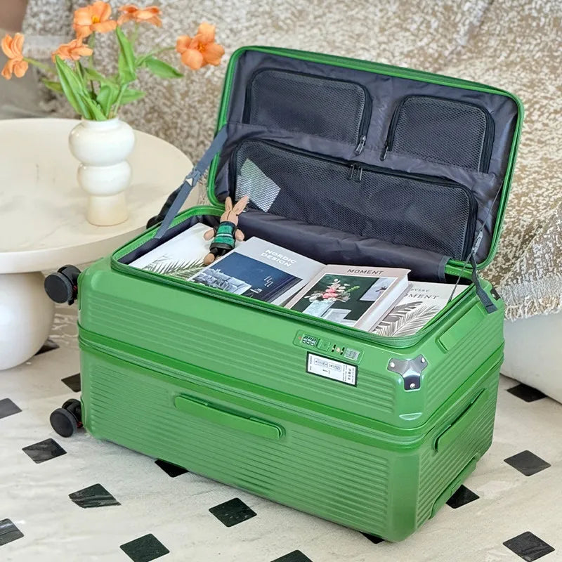 Expandable Large Size Travel Suitcase 32/34 inch Side Opening Large Deep Compartment Five-Wheel Luggage Thickened valise voyage