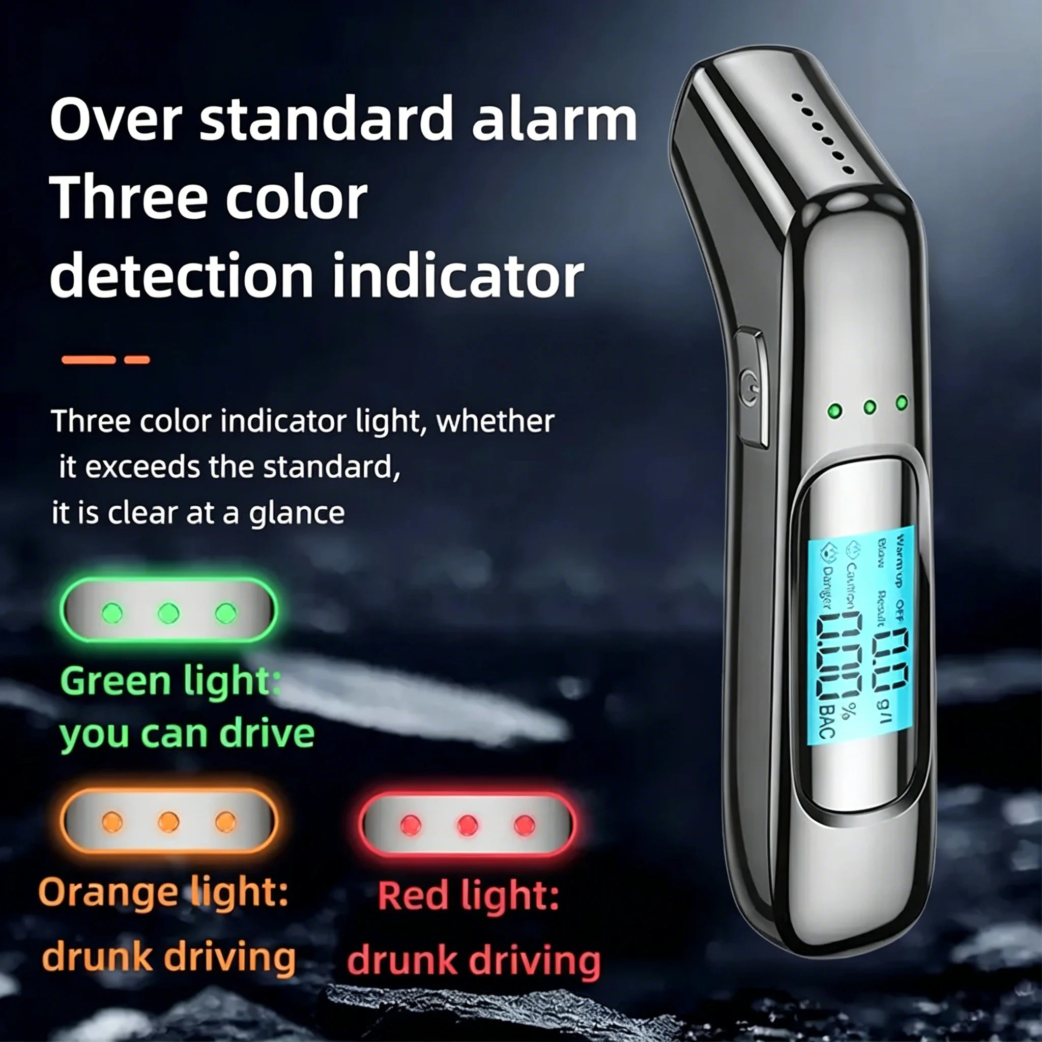 Portable Alcohol Tester Breath Alcohol Detector with LCD Display for Driving Under the Effects of Alcohol, Automotive Electronic