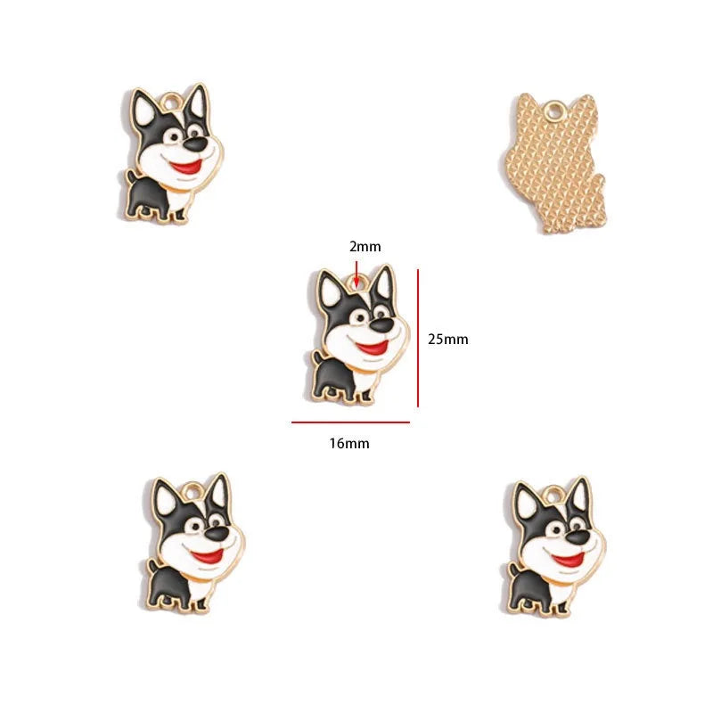 12pcs Alloy Drip Oil Cute Pet Dog Jewelry DIY Pendant Earrings Necklace Accessories Keychain Pendant Handmade