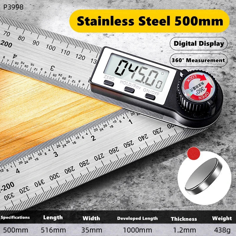 200/300/500mm Digital Angle Ruler Detector Scale Suitable for Woodworking Measurement Tools High Accuracy Mutifunction Tools