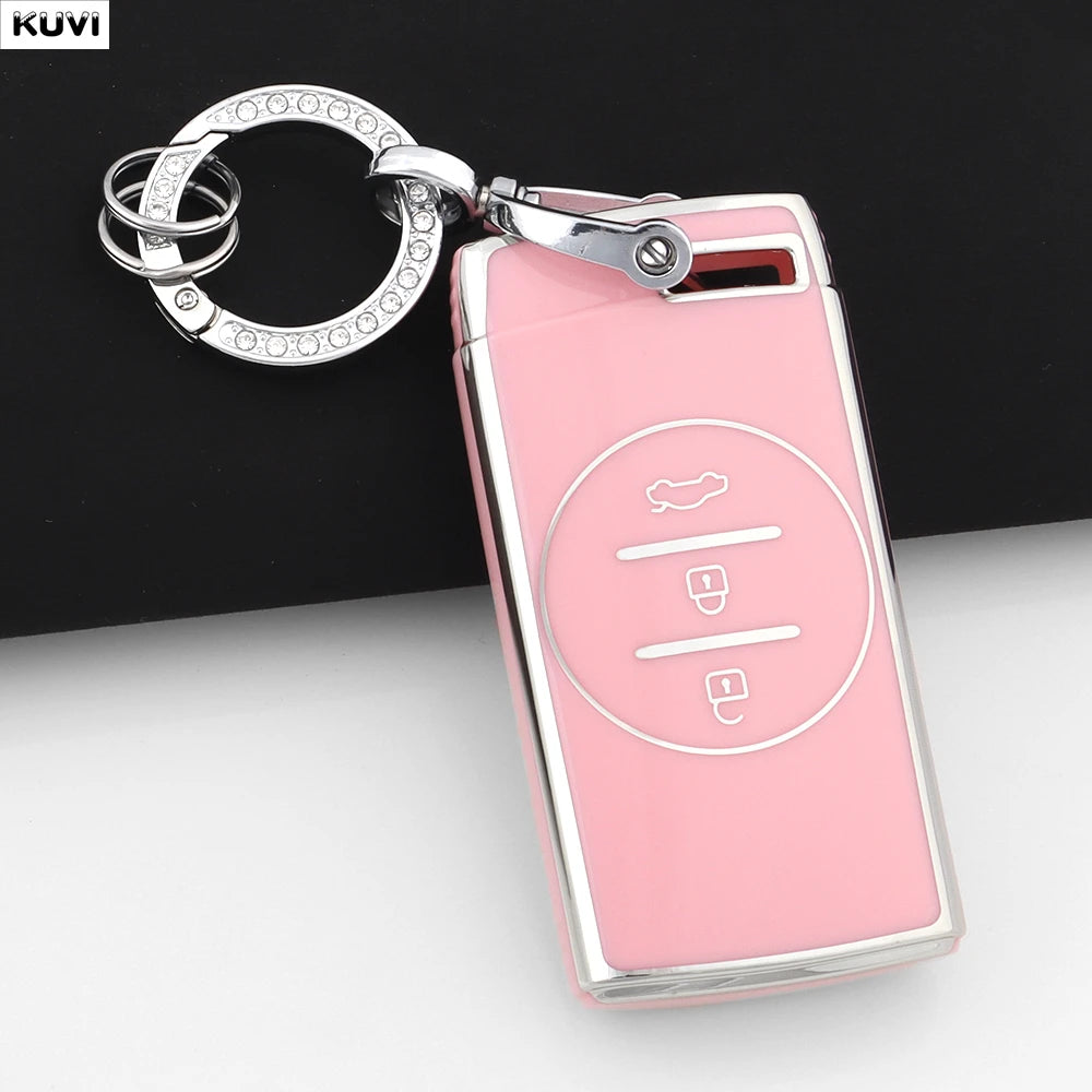 Pink TPU Car Remote Key Case Cover Fob Keychain Shell For Chery Tiggo 7 pro 8 Pro Exeed Tiggo 2 3x Arrizo 5 Pro Gx 5x EQ7 2021
