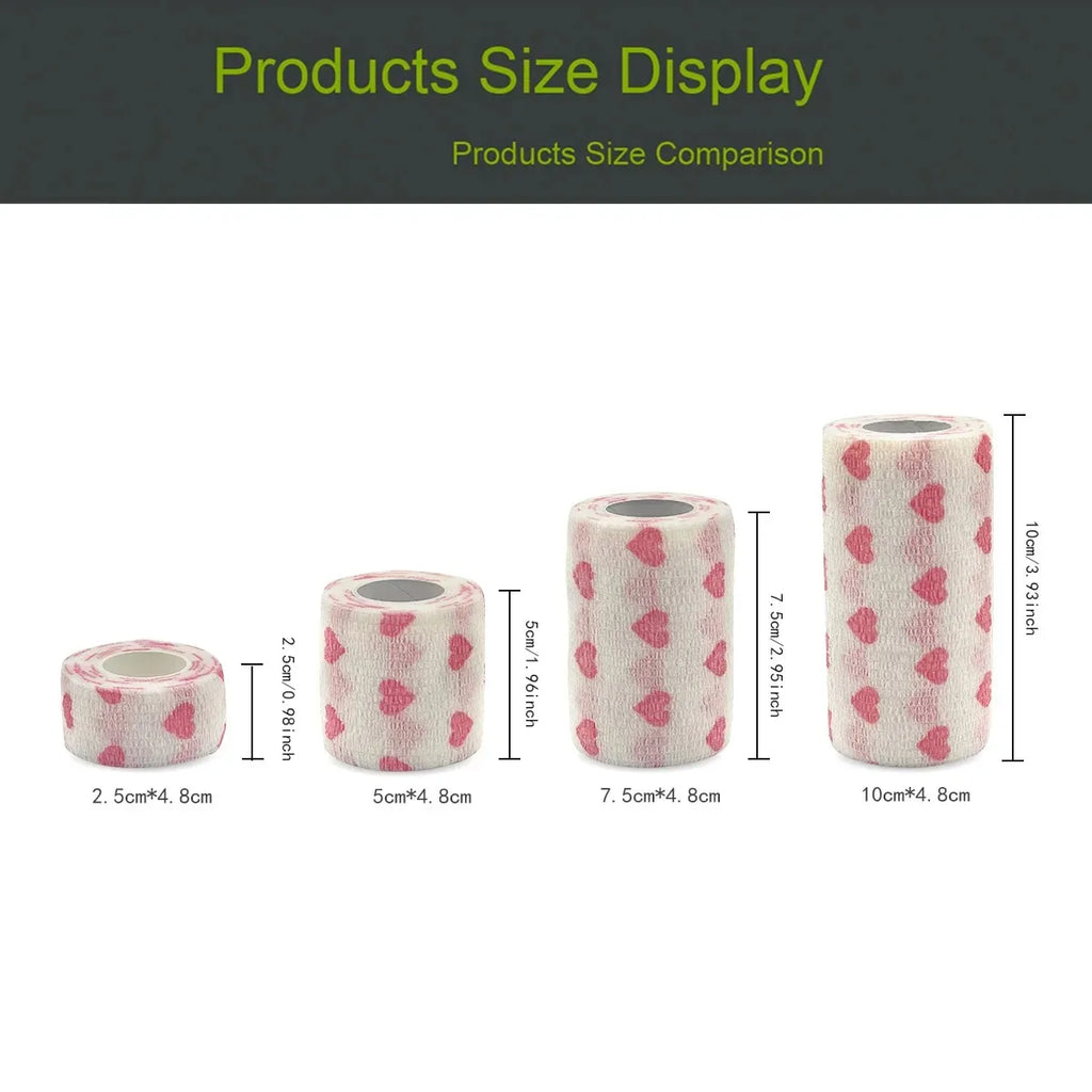 Printed Self Elastic Adhesive Athletic Tape Wraps 2.5cm Sports Colorful Bandage for Tattooing Finger Joint Knee Pet