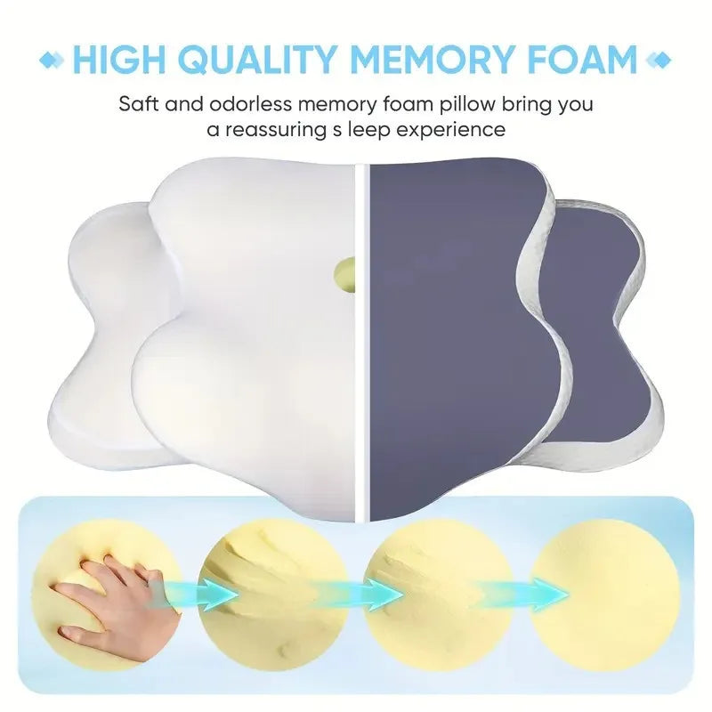 Dual Height Memory Foam Cervical Pillow with Armrest Grooves for Neck Pain Relief Ergonomic Orthopedic Support Side Back Sleeper