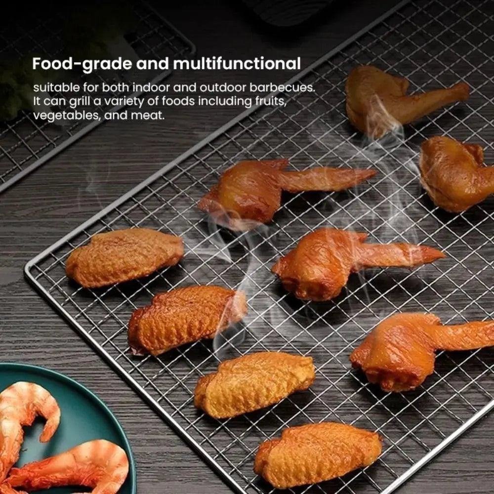 New Stainless Steel Grill Rack Grids Rectangular Nonstick Baking Cooling Rack Reusable Grilling Net Outdoor Barbeque Oven