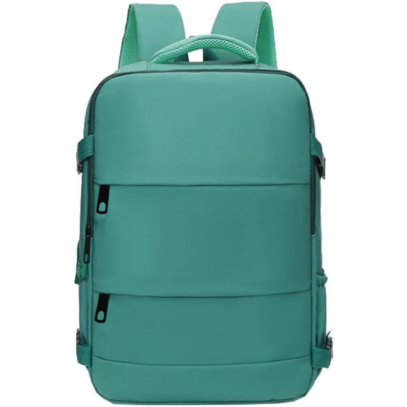 Versatile Women's Travel Backpack with Shoe Compartment, Multi-pocket Laptop Bag with Luggage Strap for Work & Trips