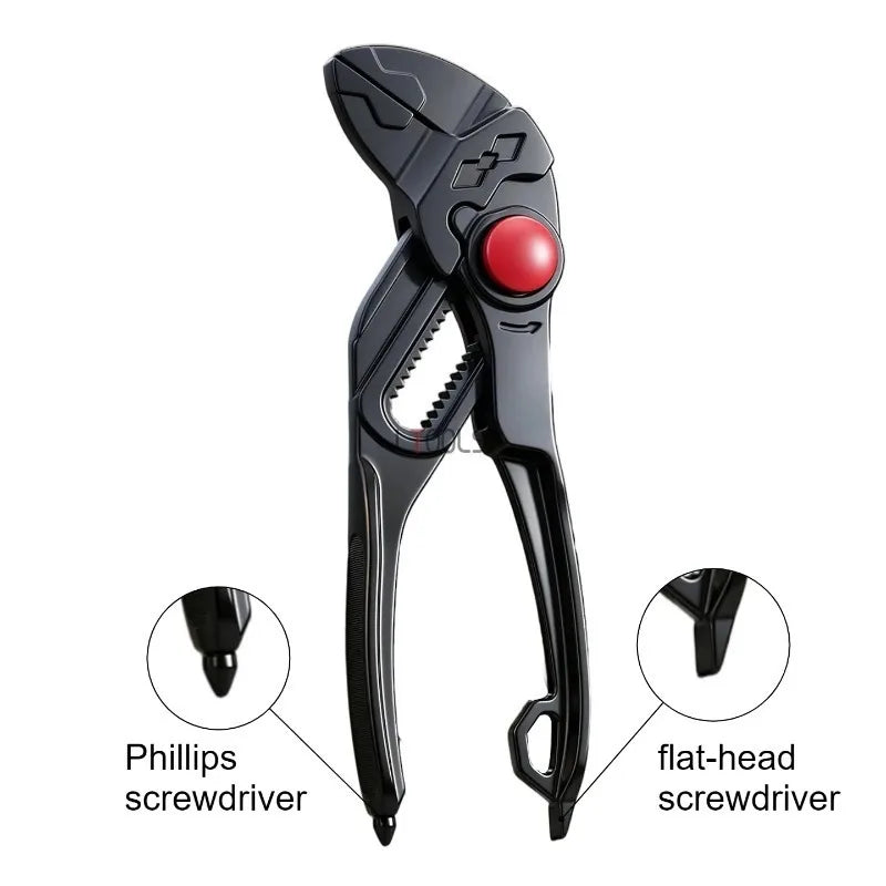 4 Inch Multifunctional Water Pump Pliers Portable Thickened Quick Adjustable Mini Pipe Pliers with Screwdriver Tip Nut Removal